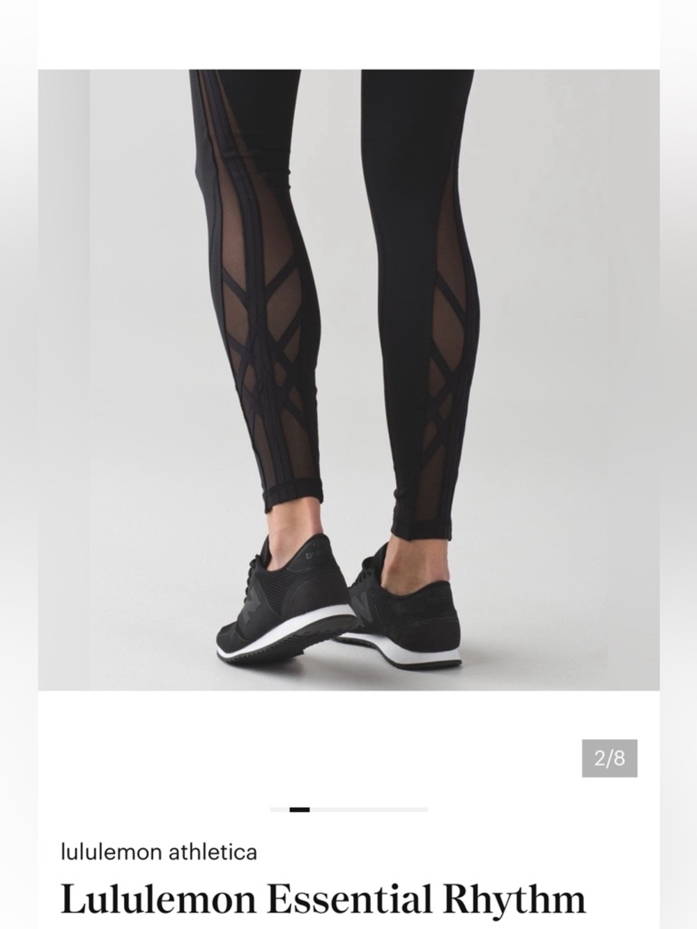 lululemon athletica Black Essential Rhythm Leggings Mesh-Panel Leggings size 4